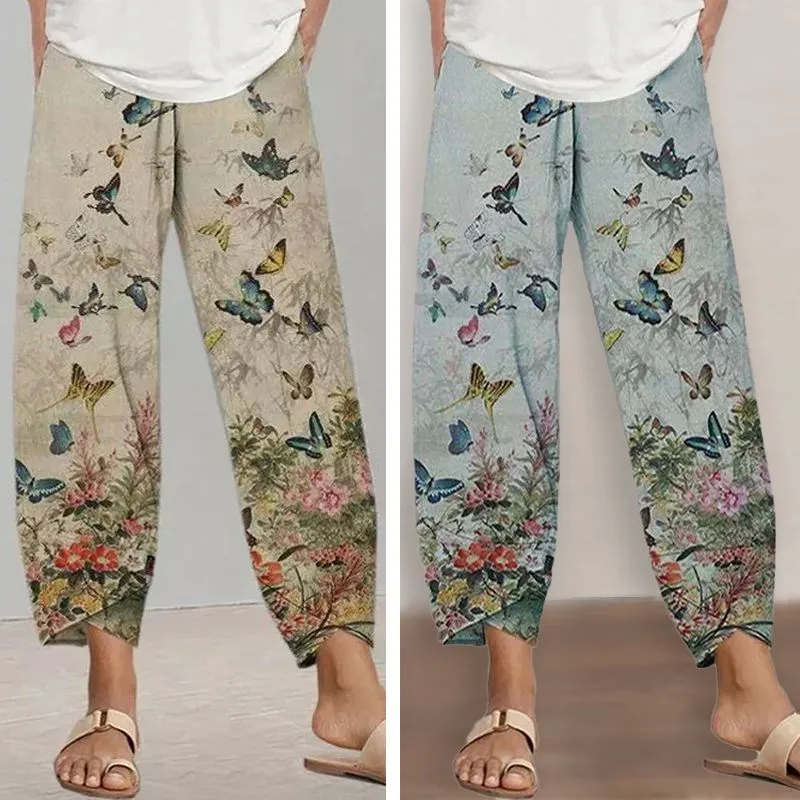 Casual pants with butterfly print