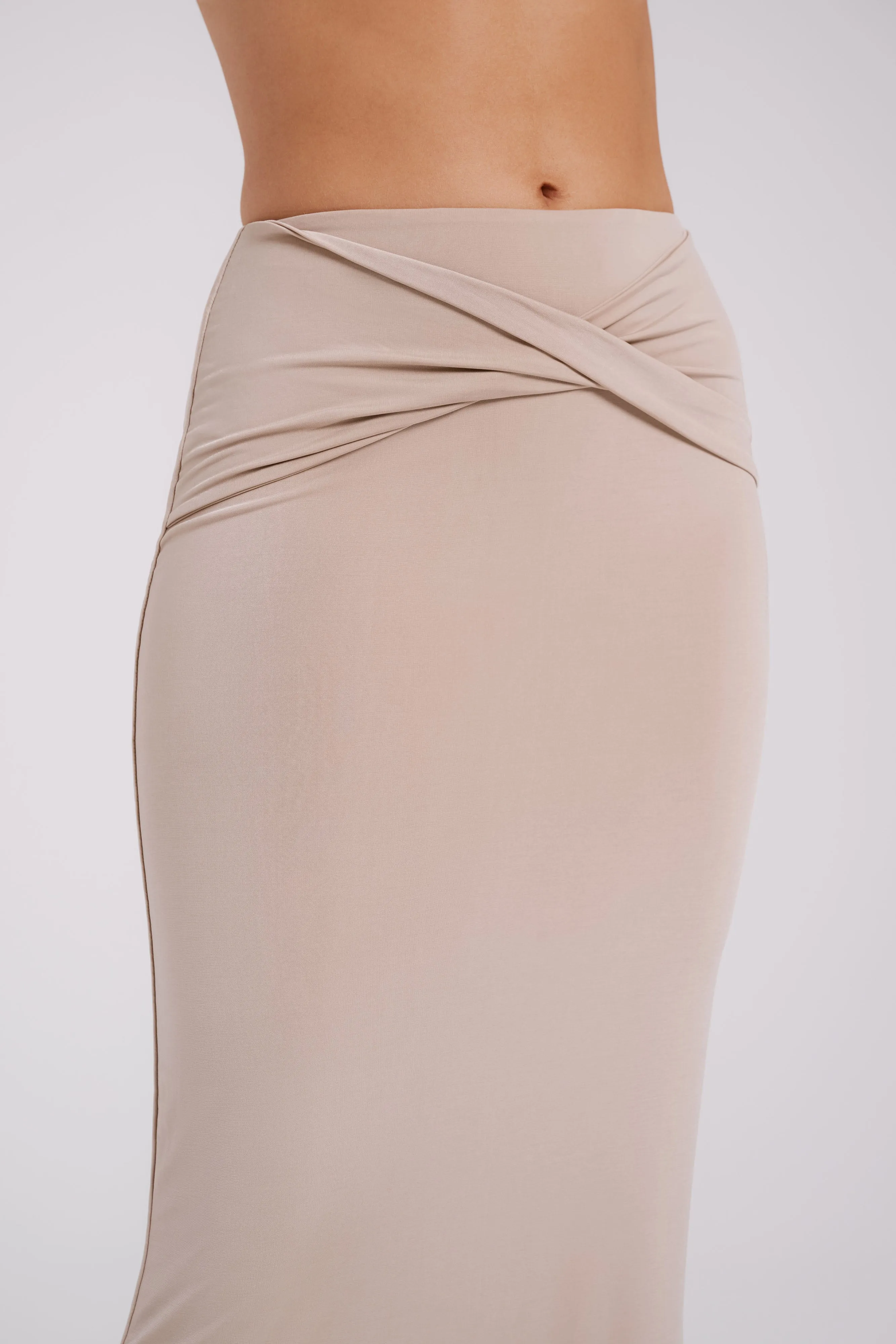 Ceri Maxi Twist Skirt - Taupe