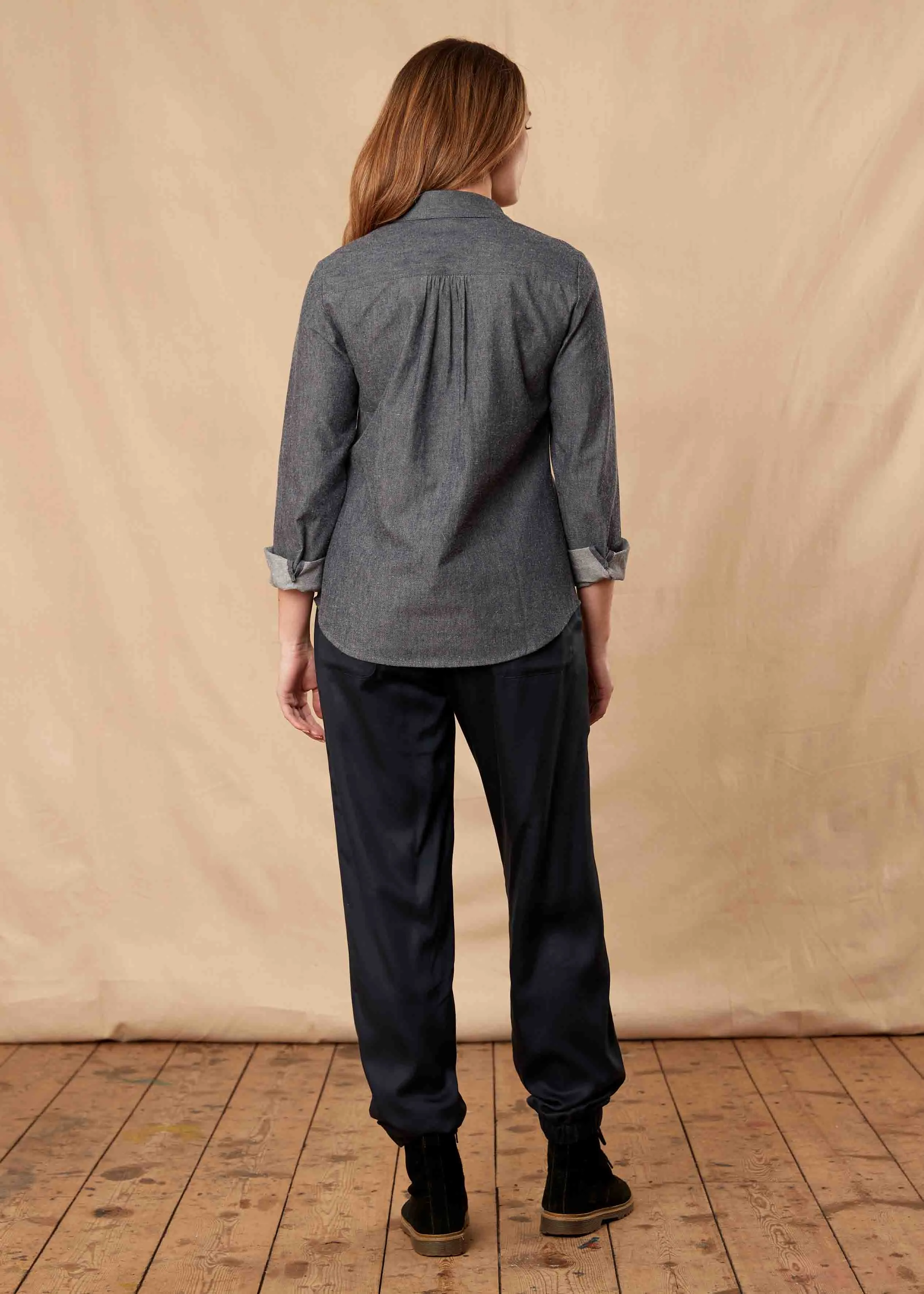 Chambray cotton VELCRO® fastening shirt