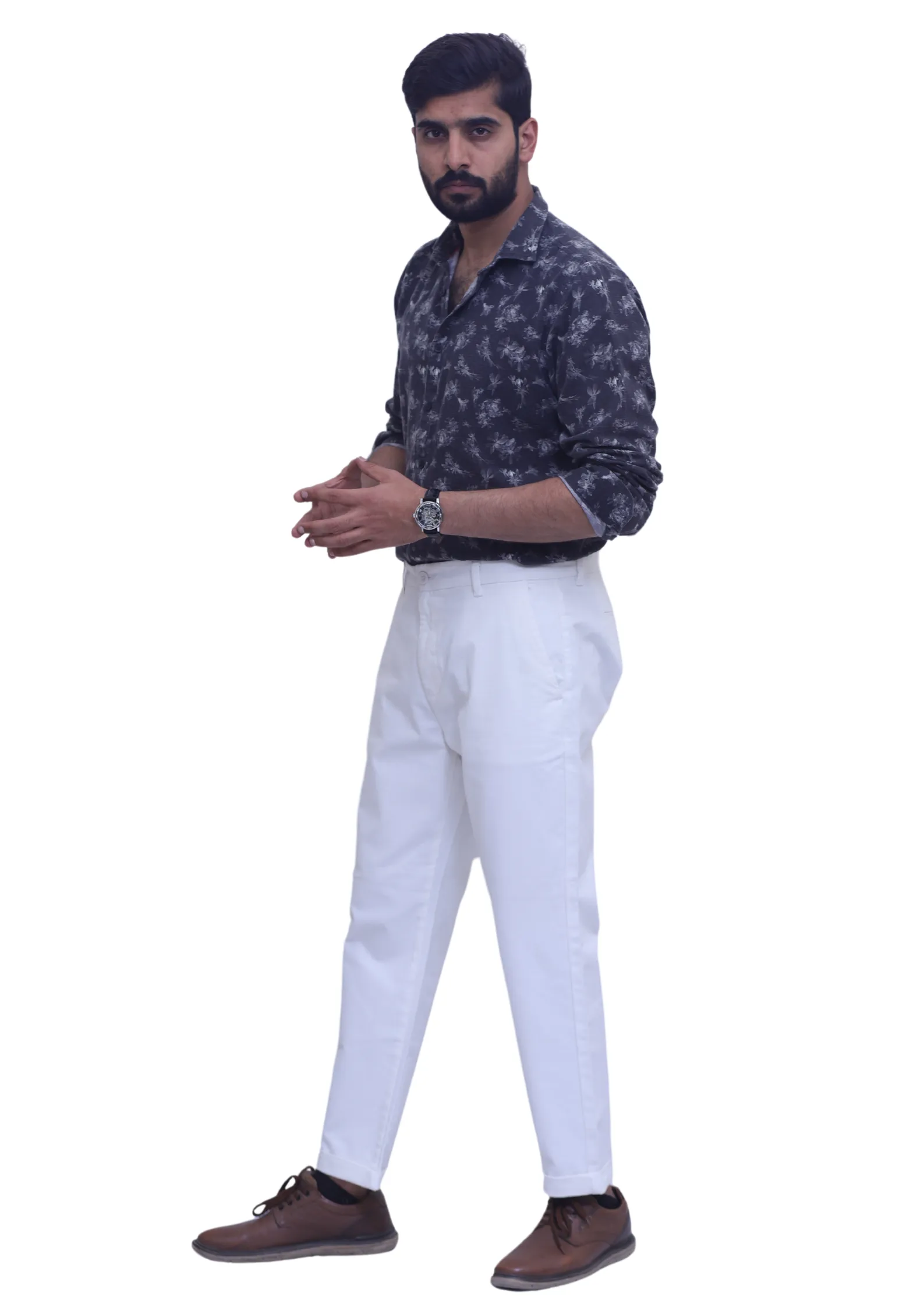 CHINO PANTS WITH TURN-UP_WHITE