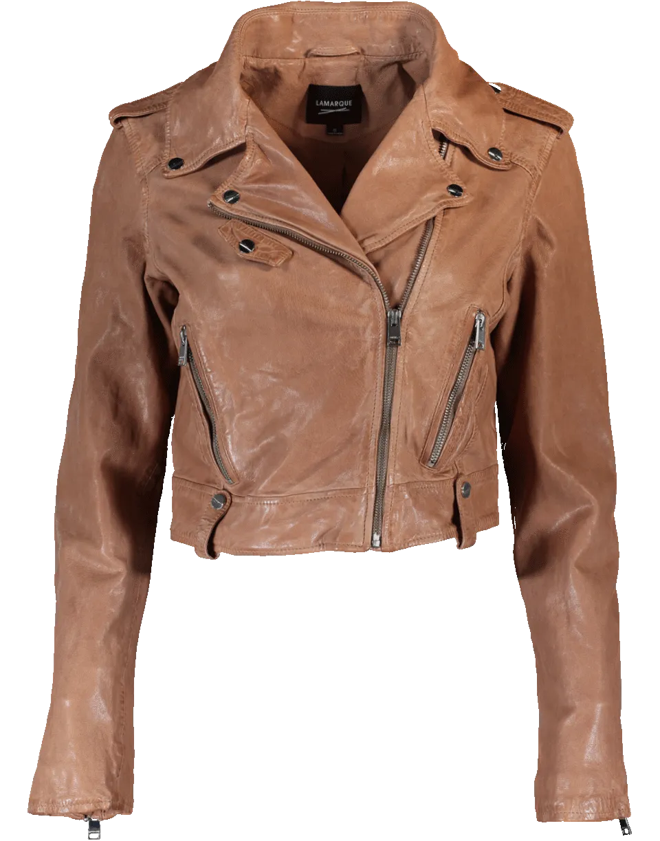 Ciara Cropped Leather Jacket