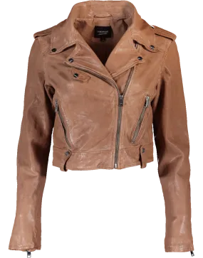 Ciara Cropped Leather Jacket