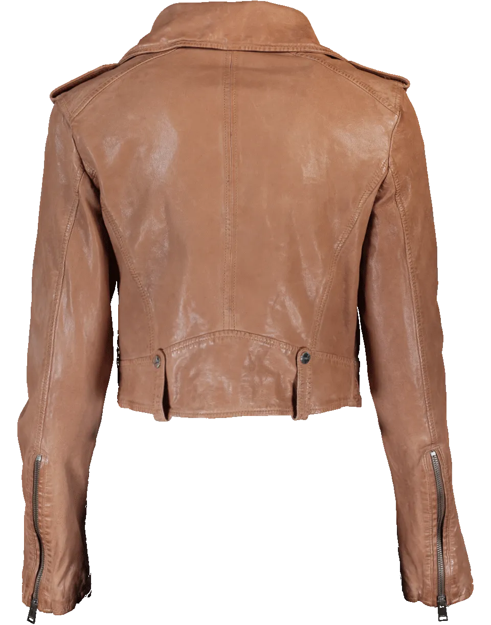 Ciara Cropped Leather Jacket