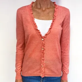 Coral Pink Summer Weight Cashmere V-Neck Cardigan Medium