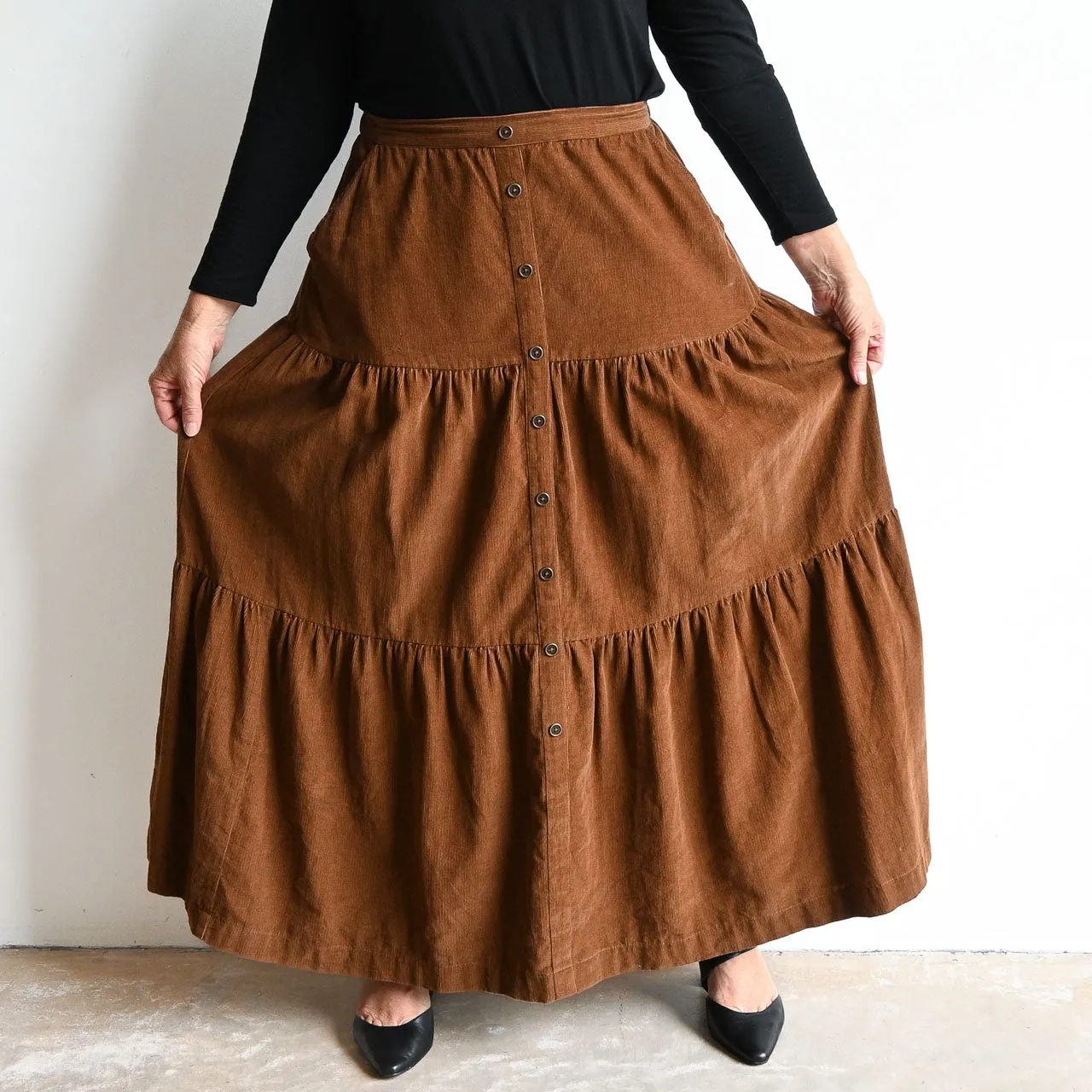 Corduroy Layer Maxi Skirt by Orientique Australia - 2565