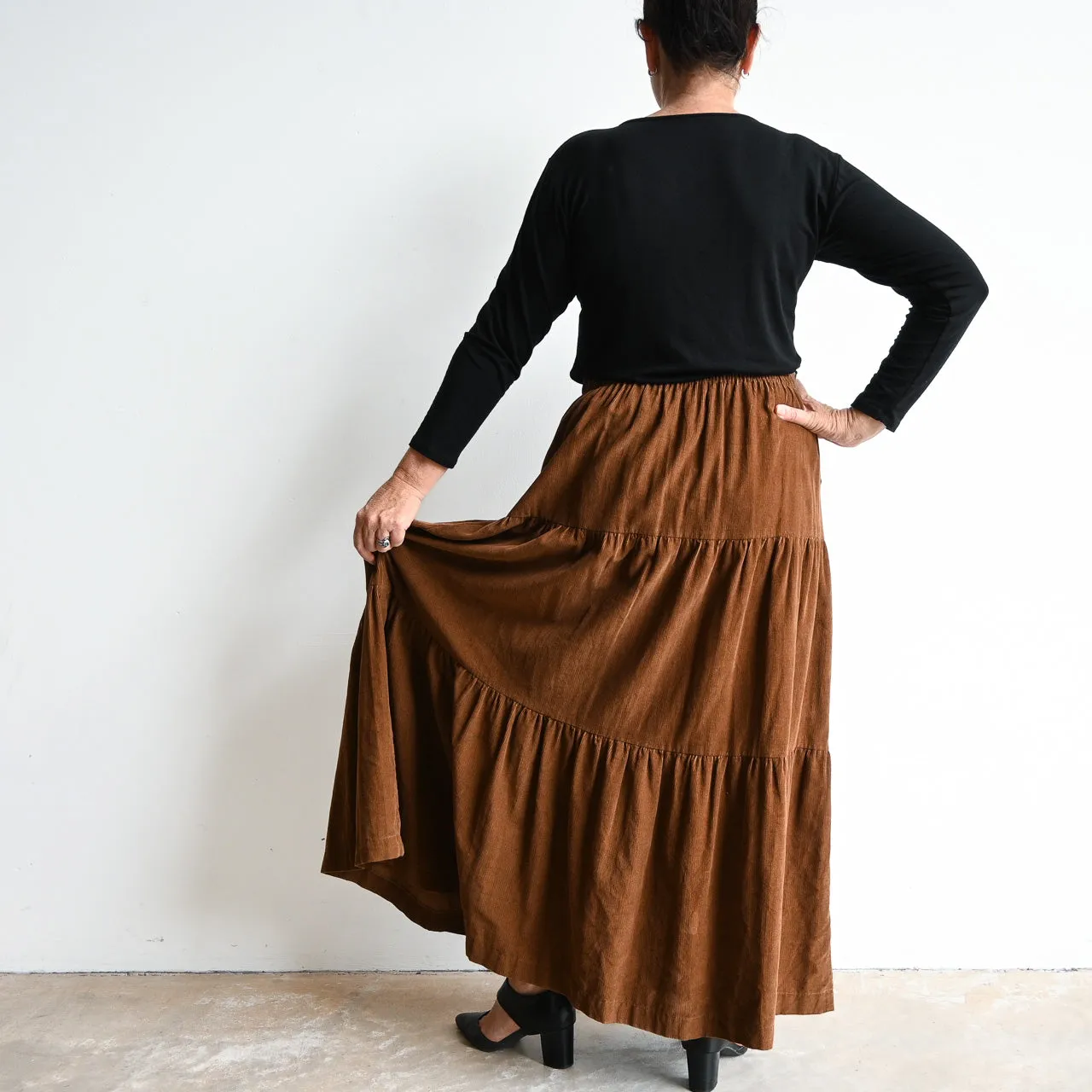 Corduroy Layer Maxi Skirt by Orientique Australia - 2565