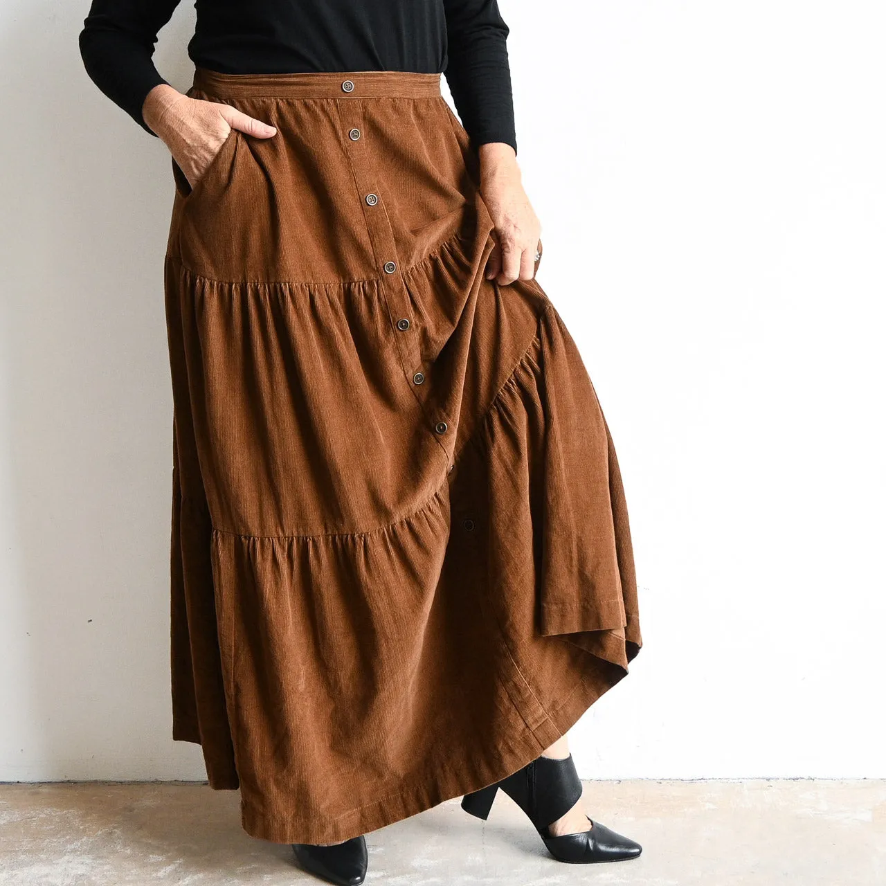 Corduroy Layer Maxi Skirt by Orientique Australia - 2565