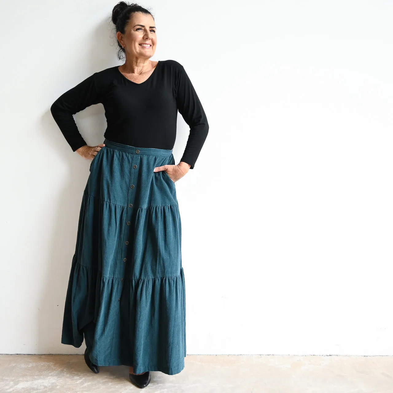 Corduroy Layer Maxi Skirt by Orientique Australia - 2565