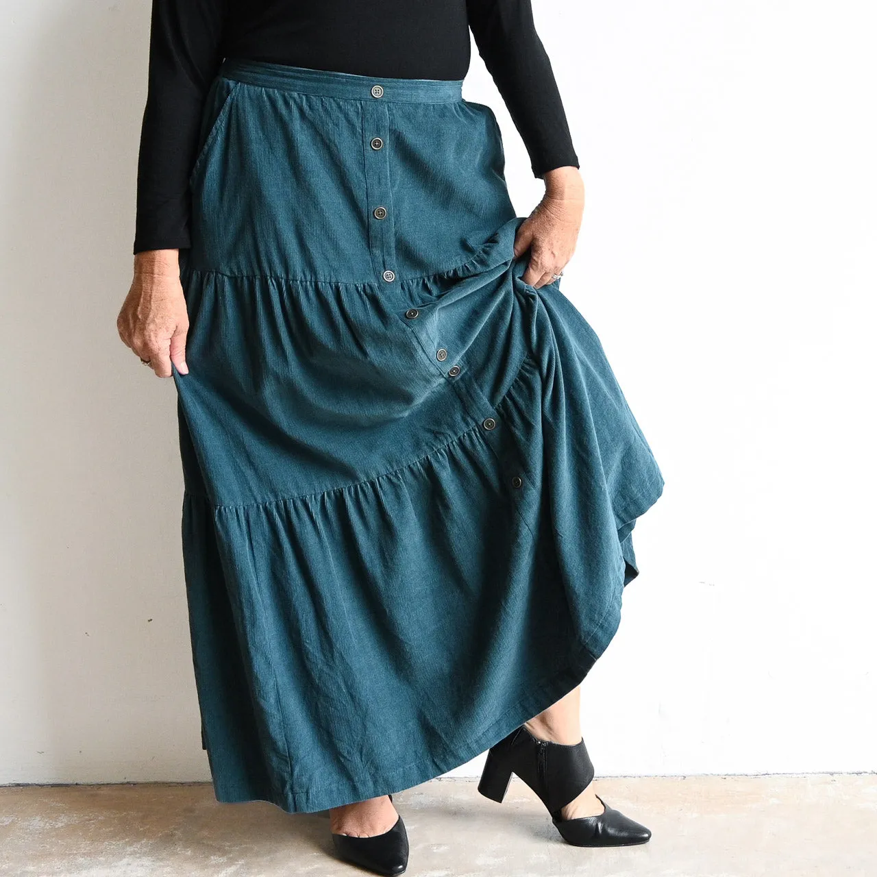 Corduroy Layer Maxi Skirt by Orientique Australia - 2565