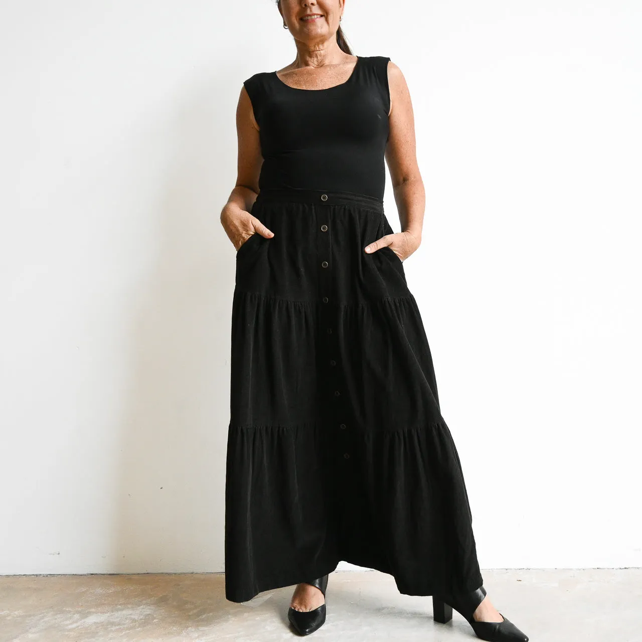 Corduroy Layer Maxi Skirt by Orientique Australia - 2565