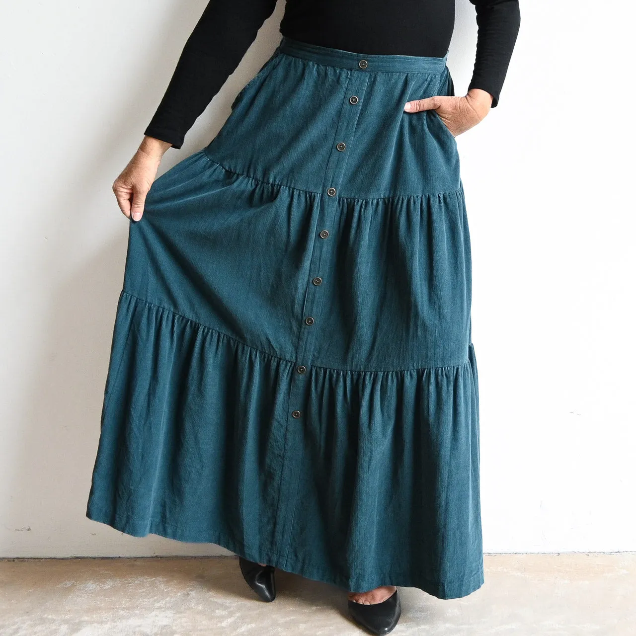 Corduroy Layer Maxi Skirt by Orientique Australia - 2565