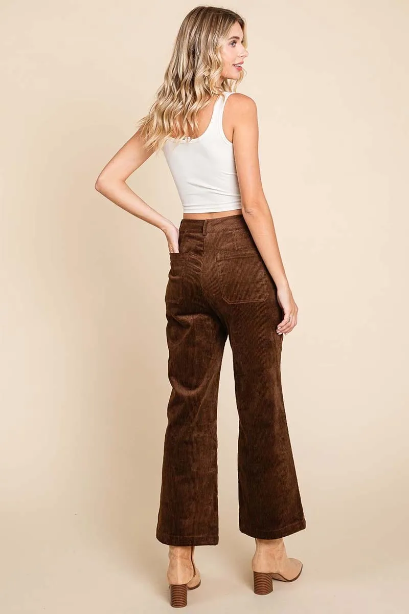 Corduroy Wide Leg High Rise Pants