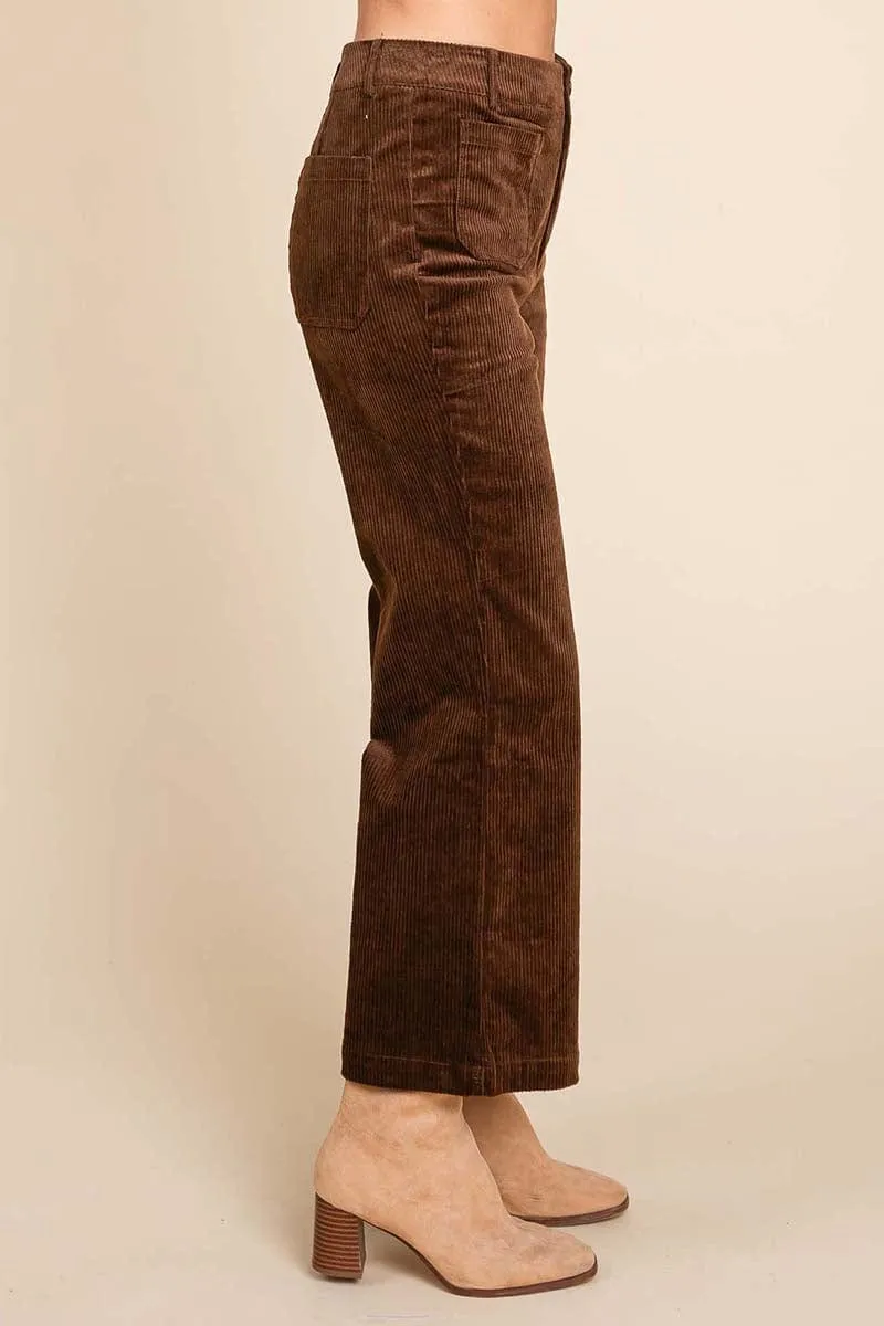 Corduroy Wide Leg High Rise Pants