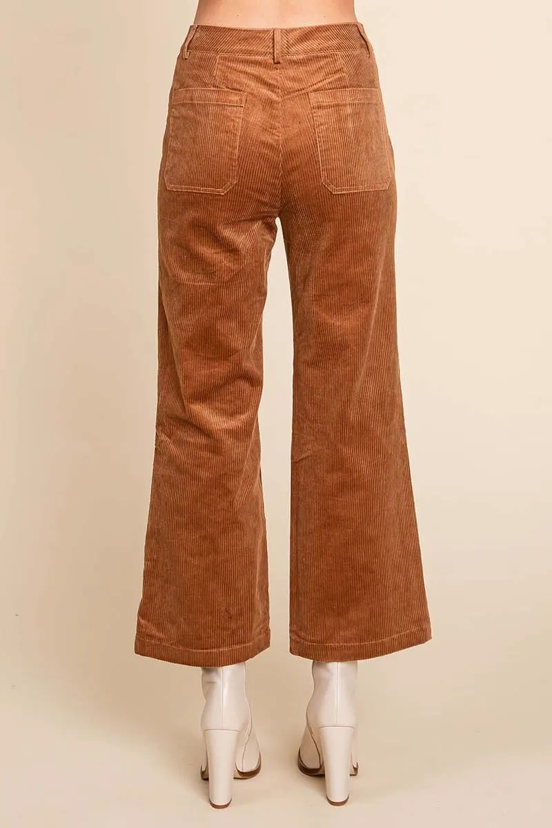 Corduroy Wide Leg High Rise Pants