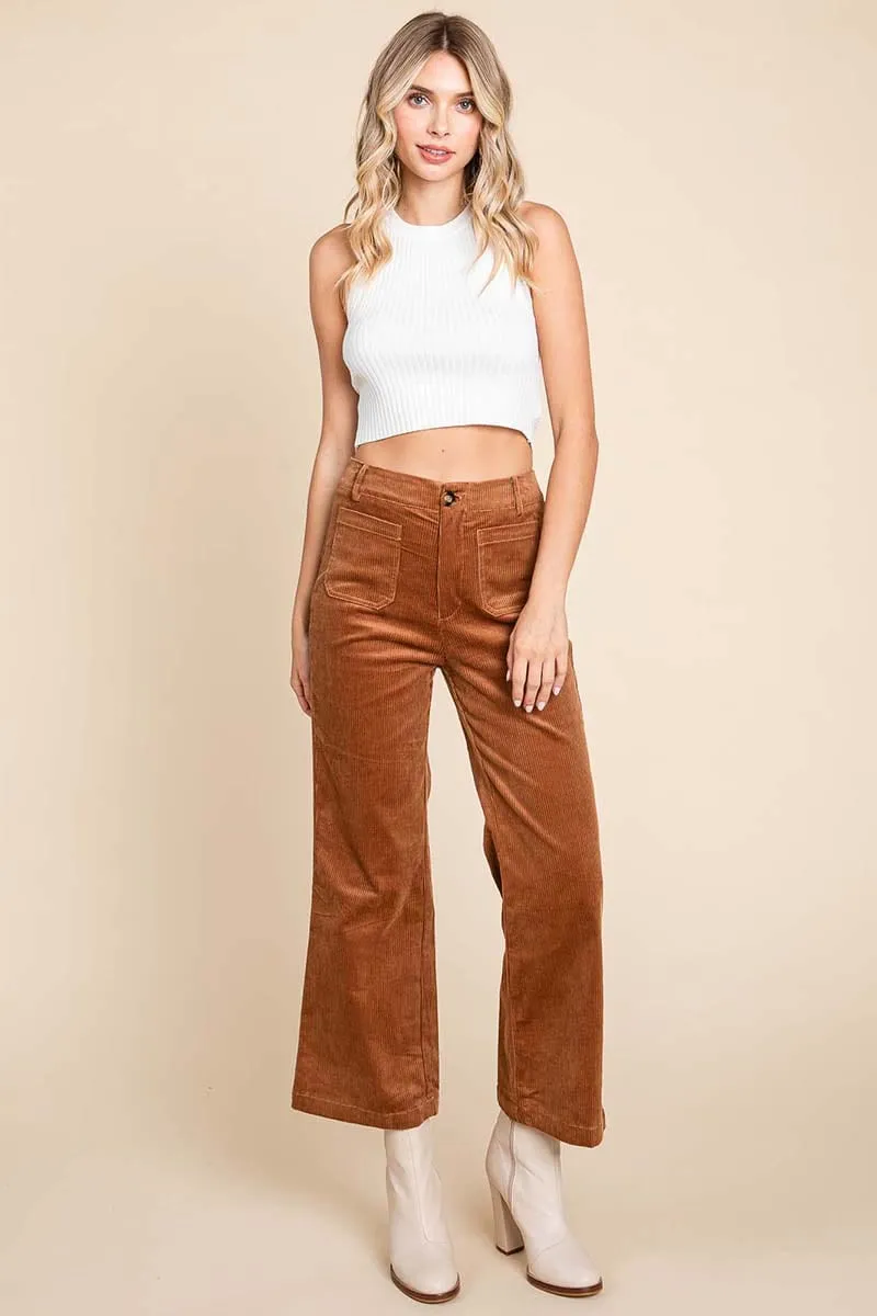 Corduroy Wide Leg High Rise Pants