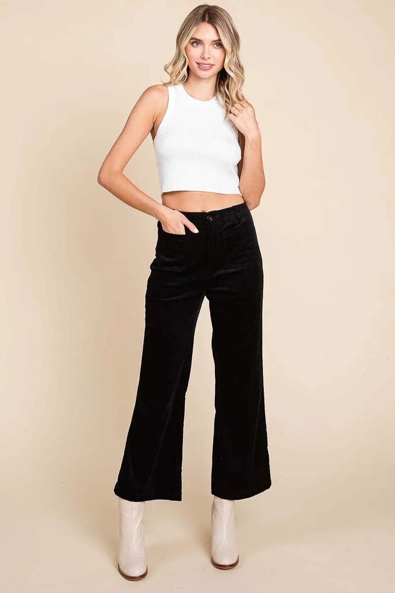 Corduroy Wide Leg High Rise Pants