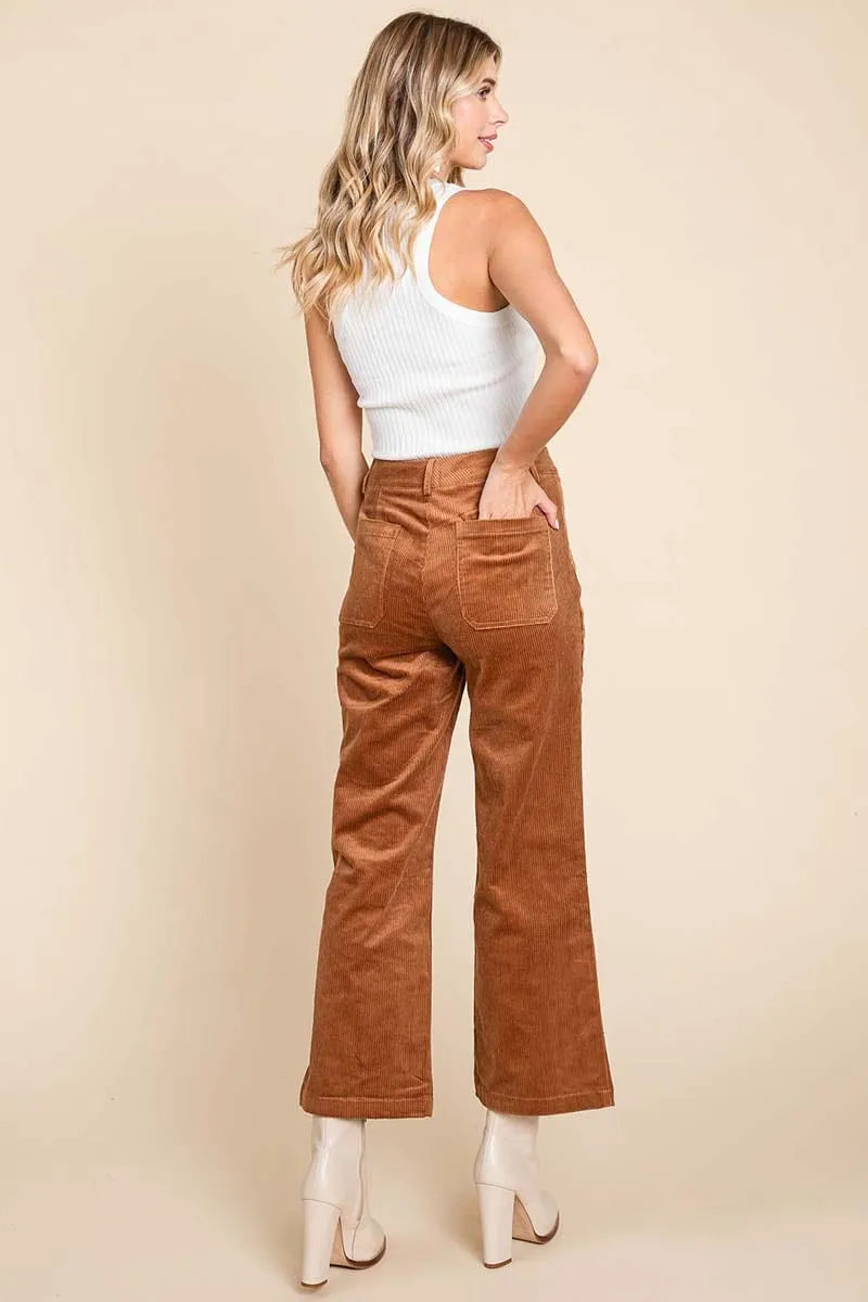 Corduroy Wide Leg High Rise Pants