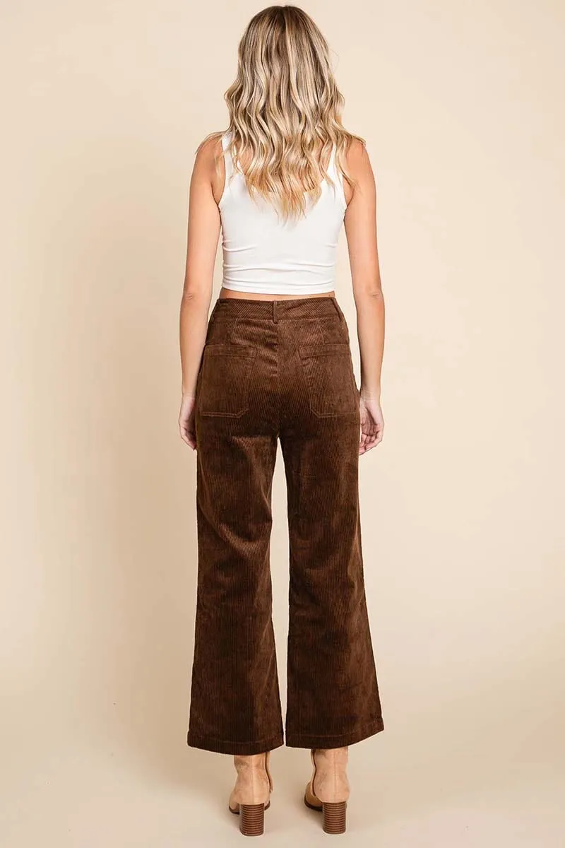 Corduroy Wide Leg High Rise Pants