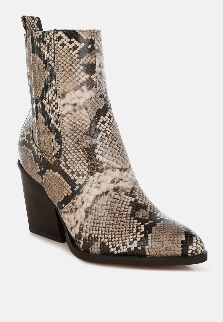 Cornus Snake Print Ankle Boots