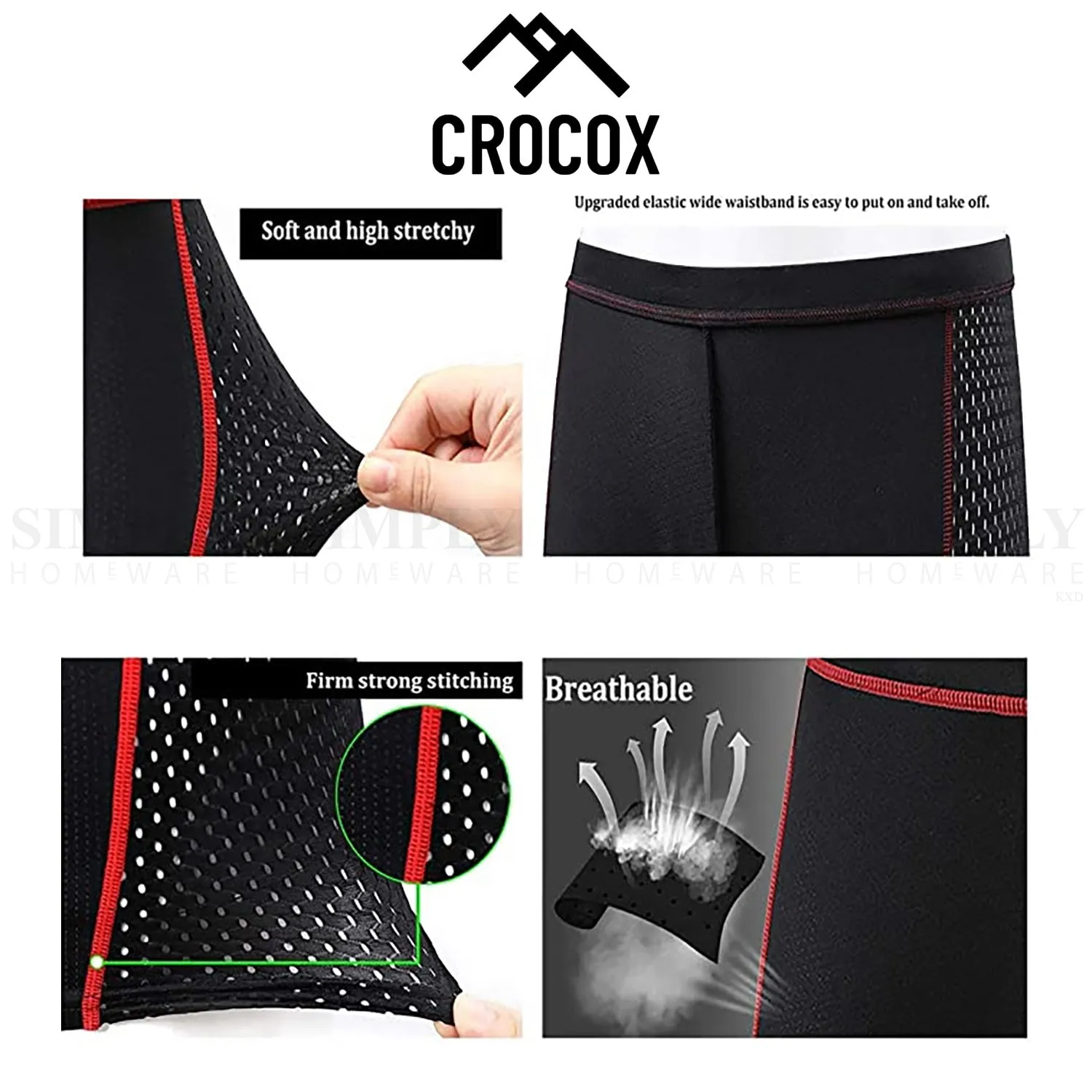 Crocox Men's Cycling Shorts 3D Padded Riding Underwear Quick-Dry Bicycle Pants