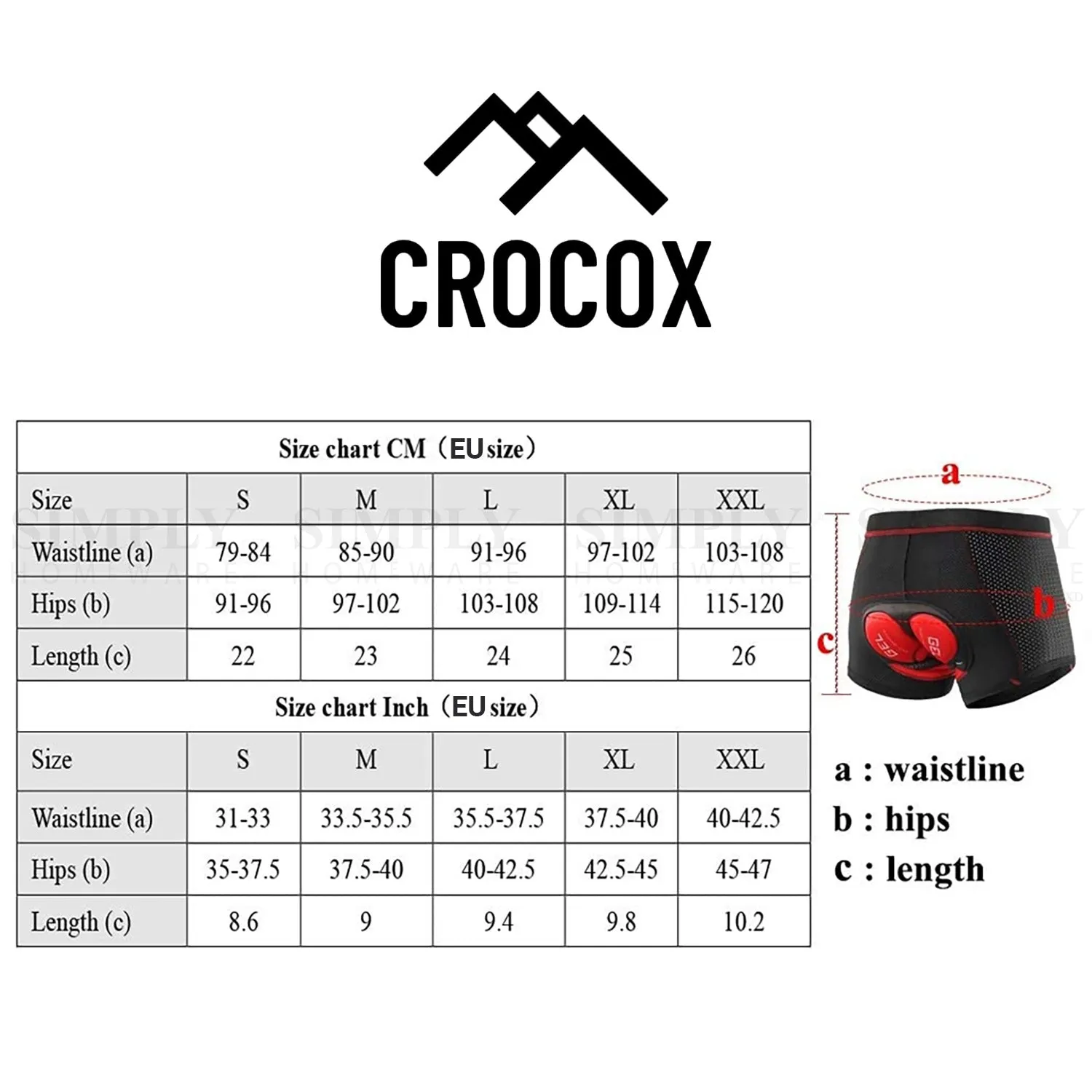 Crocox Men's Cycling Shorts 3D Padded Riding Underwear Quick-Dry Bicycle Pants