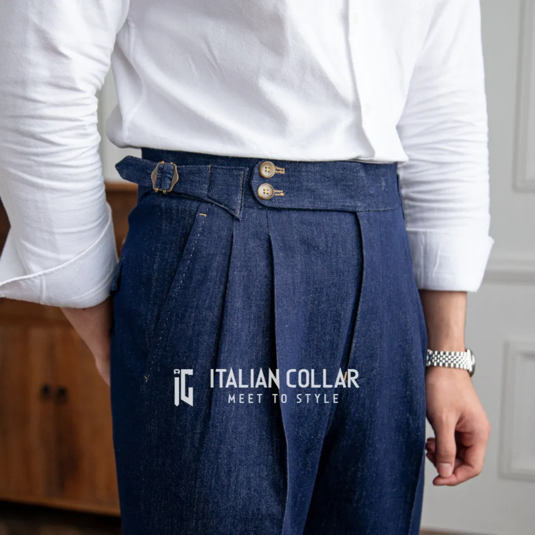 Dark Blue Italian Signature Denim Gurkha Pants