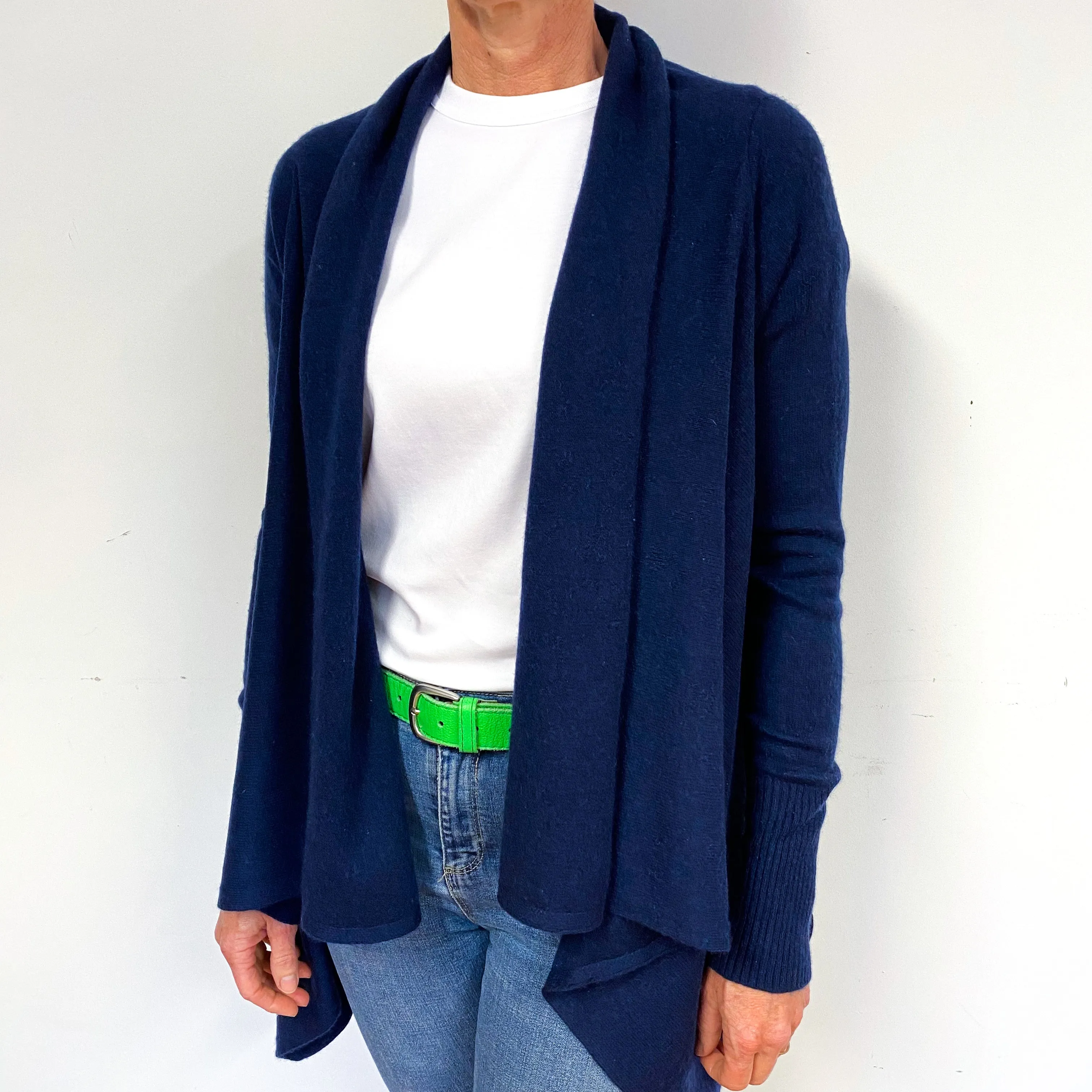 Dark Navy Blue Cashmere Edge to Edge Cardigan Medium