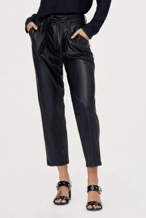 David Lerner - Lexi Belted Paperbag Waist Trouser in Black