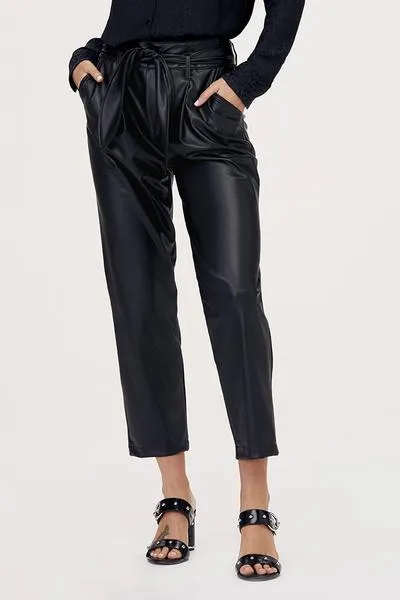 David Lerner - Lexi Belted Paperbag Waist Trouser in Black