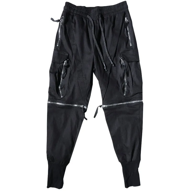 Detachable Multi-Pocket Cargo Pants Men Harajuku Hip Hop Streetwear Joggers Trousers Man Elastic Waist Techwear WB377