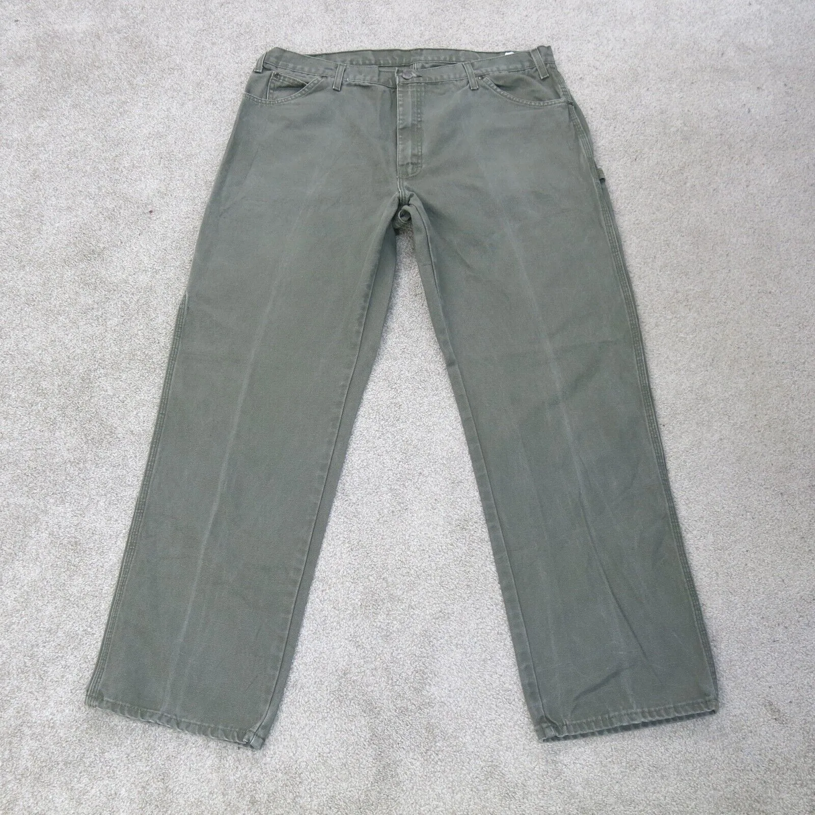 Dickies Pant Mens W40XL32 Green 1939RMS Chino Workwear Stretch Straight Leg