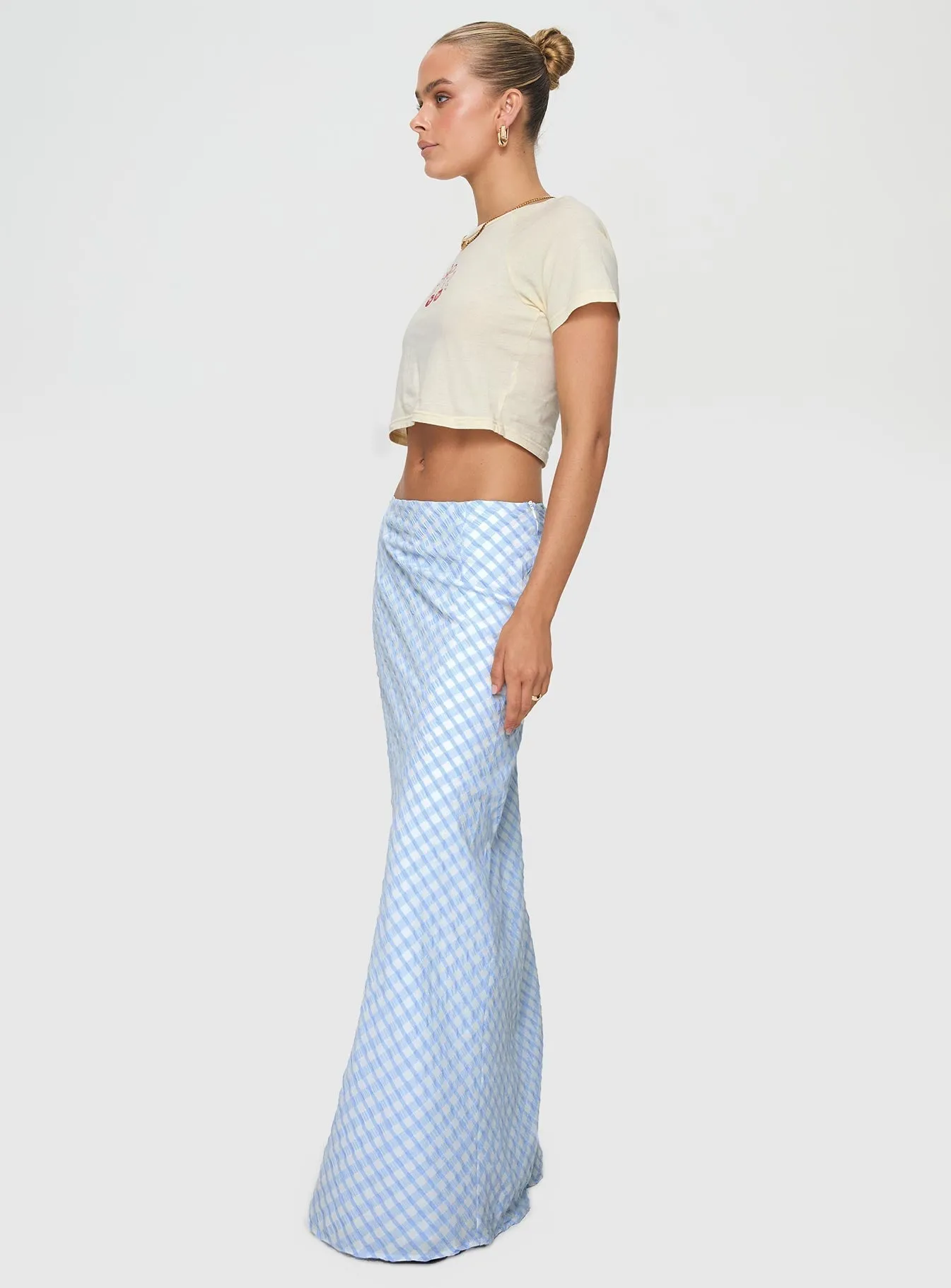 Dont Touch Maxi Skirt Blue Gingham