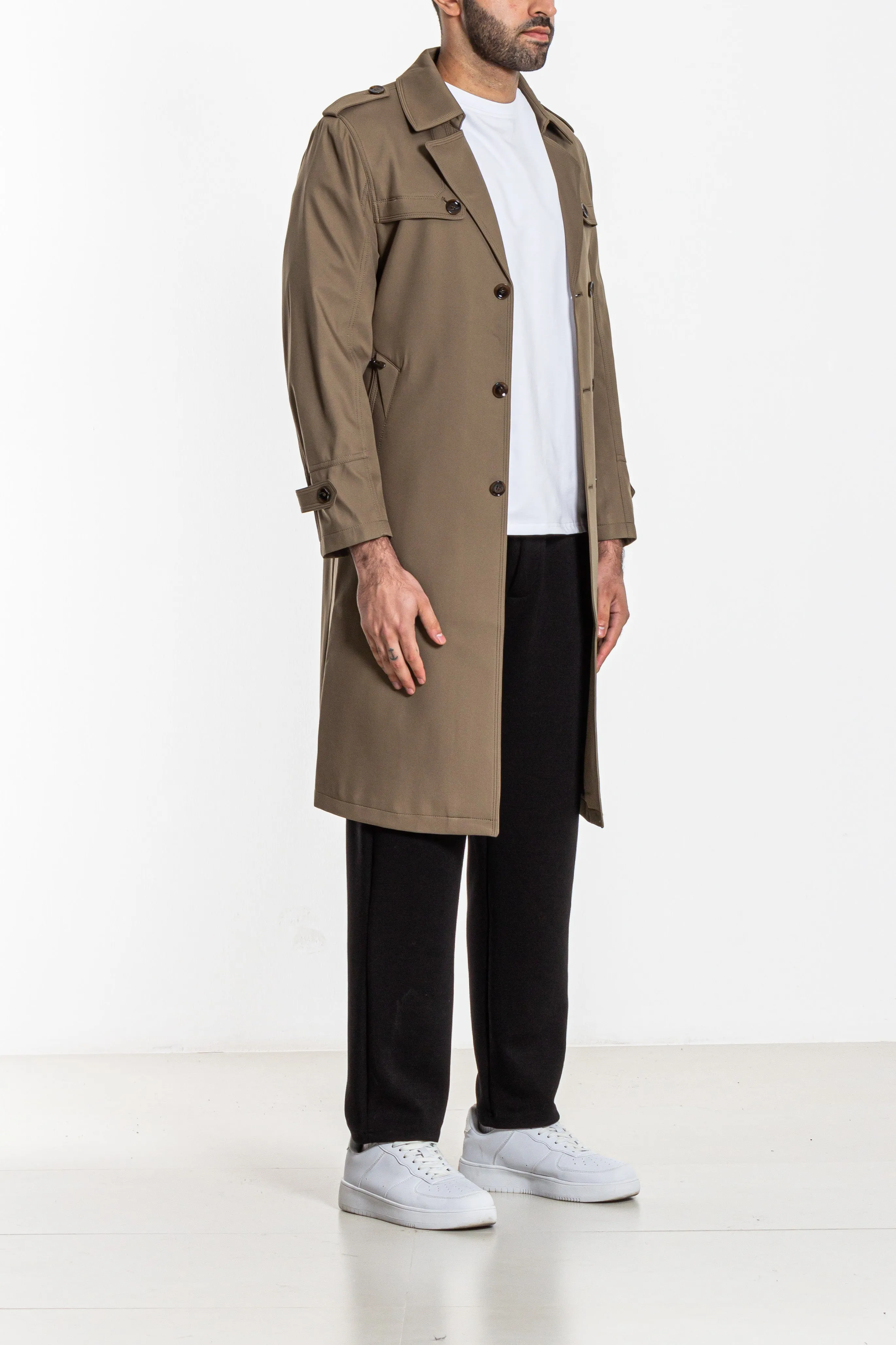 DOUBLE-BREASTED TECHNICAL TRENCH COAT