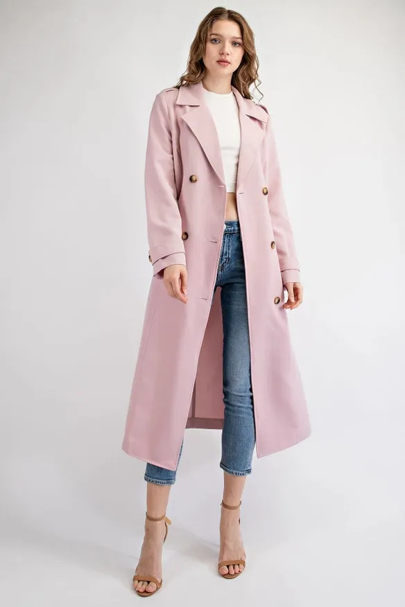 Double Breasted Trench Coat Blush