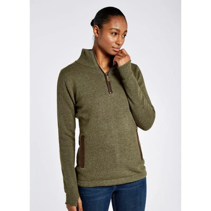 Dubarry Morrisey Windproof Ladies Zip Neck Jumper - Dusky Green