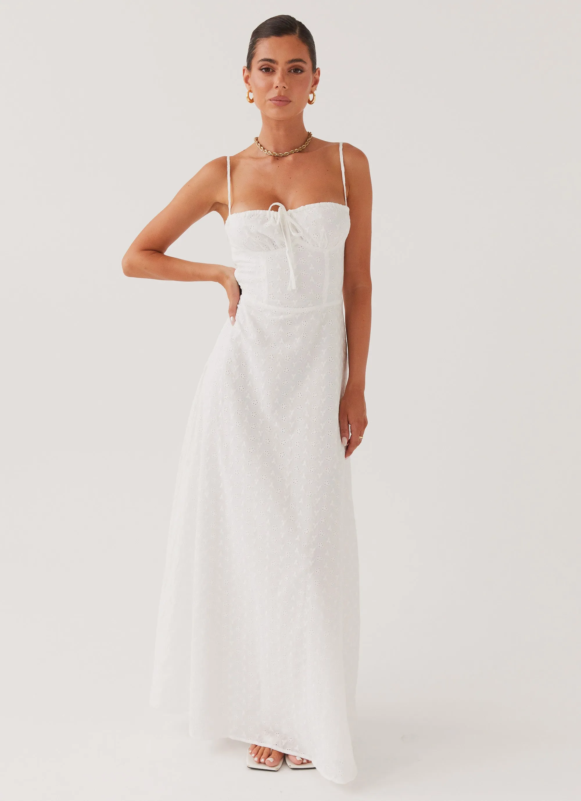 Elsie Broderie Maxi Dress - White