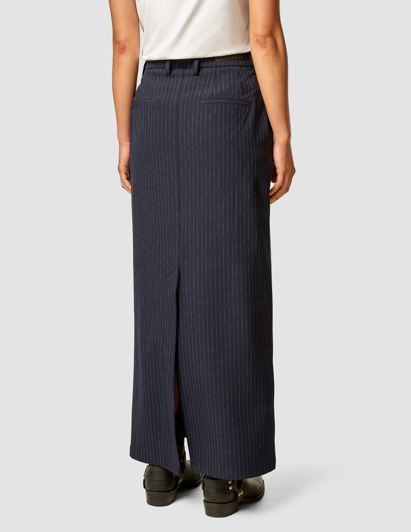 Essential Maxi Skirt Navy Pinstripe