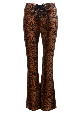 Eye of the Tiger Animal Print Velvet Flare Pants Bell Bottoms