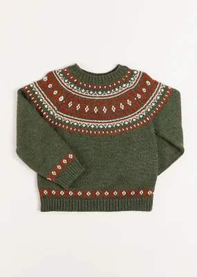 Fair Isle Merino Wool Jumper in Green (4-10yrs)