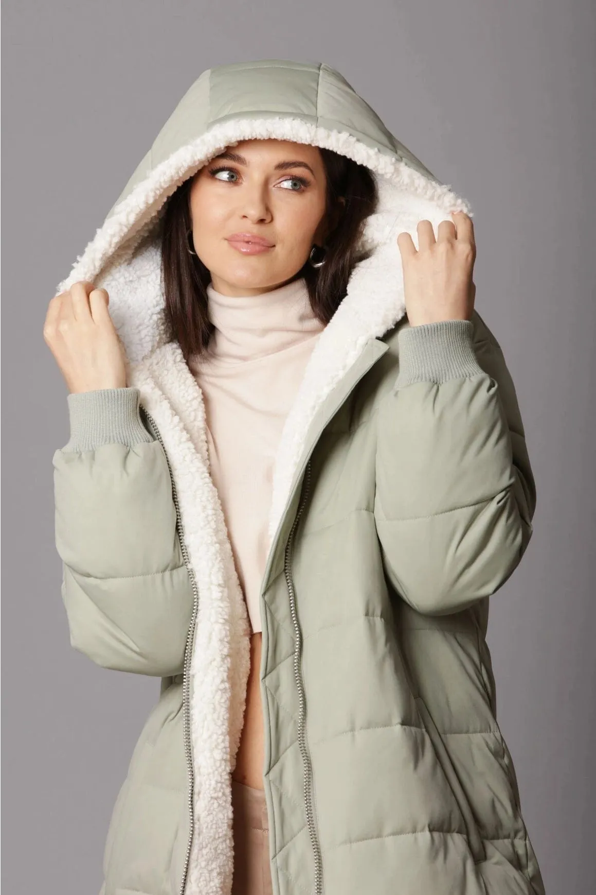 Faux Fur-Lined Puffer Coat