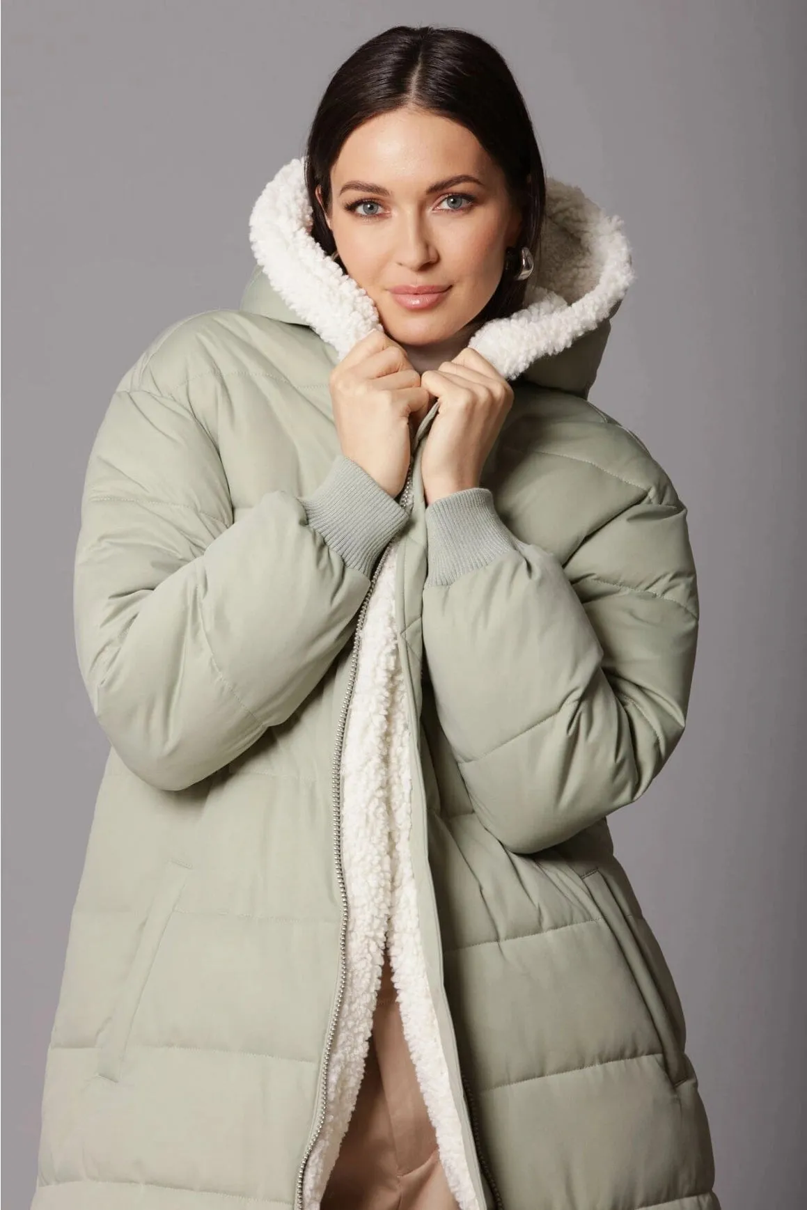 Faux Fur-Lined Puffer Coat