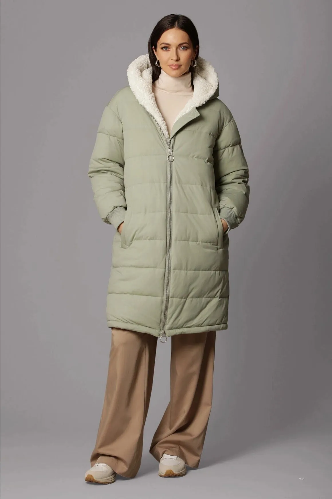 Faux Fur-Lined Puffer Coat