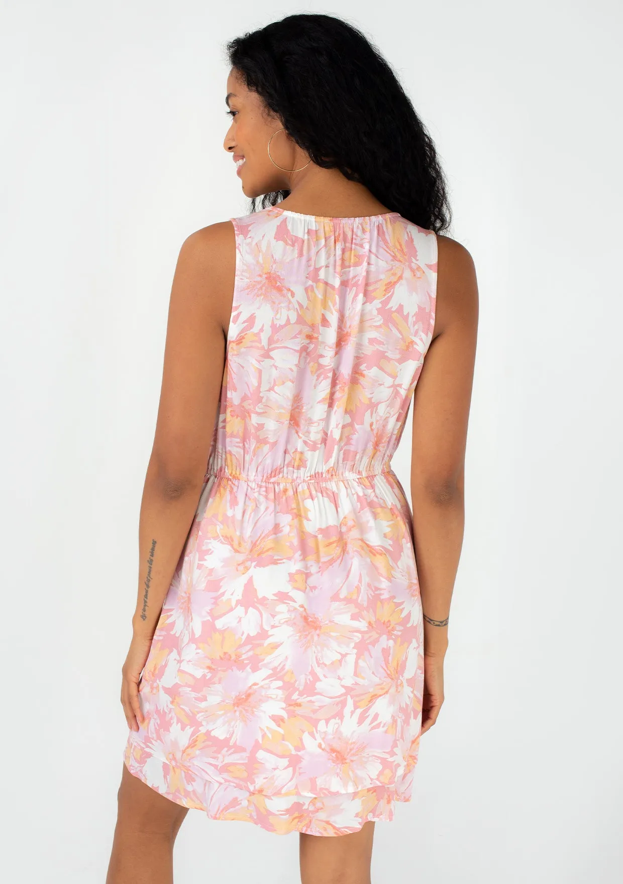 Floral Sleeveless Surplice Layered Mini Dress