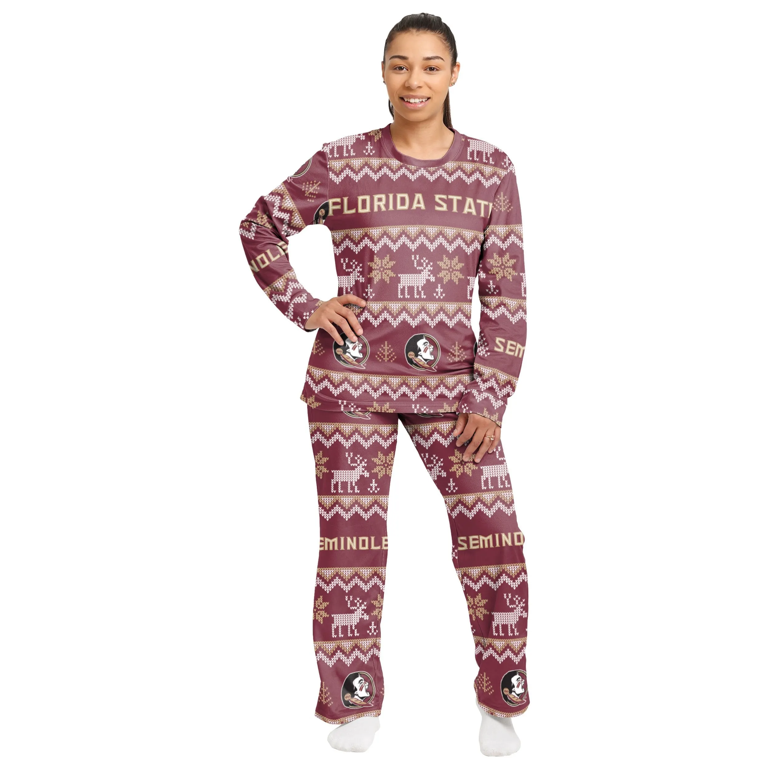 Florida State Seminoles NCAA Ugly Pattern Family Holiday Pajamas