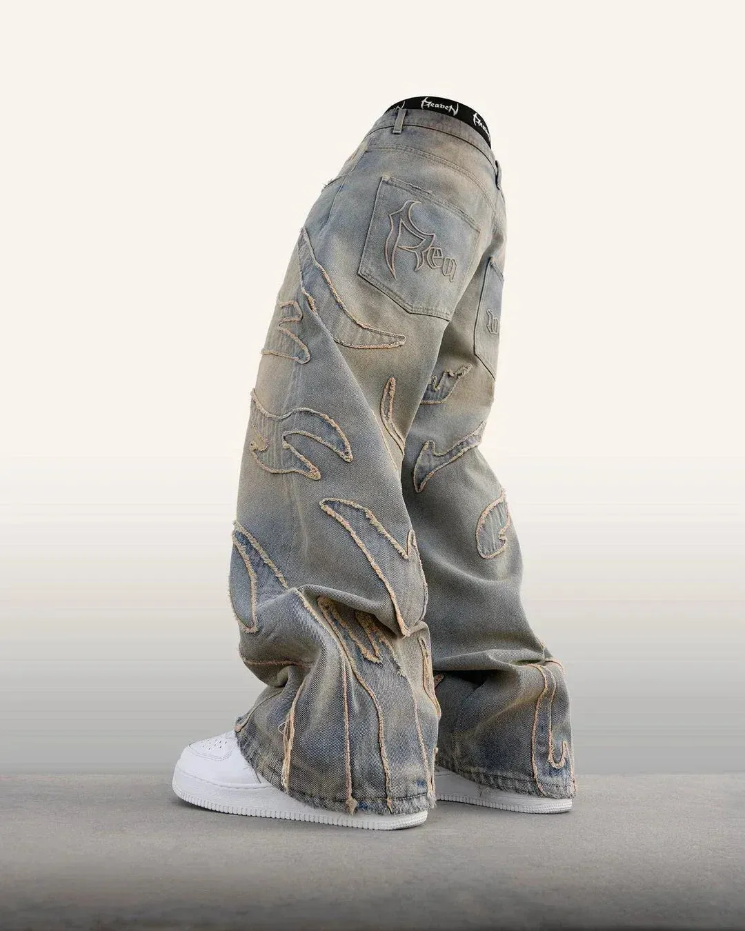 Flytonn- Streetwear y2k 90s Fashion -New Hot Selling Ripped Raw Edge Embroidered Denim Trousers Retro Harajuku Baggy Jeans Y2k Men Women Hip Hop Punk Casual Pants