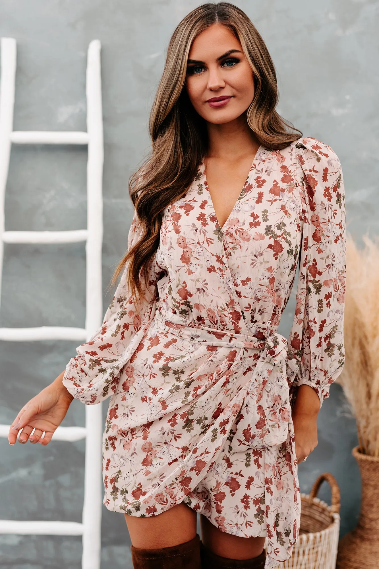 Forever In Bloom Floral Wrap Dress (Natural/Multi)