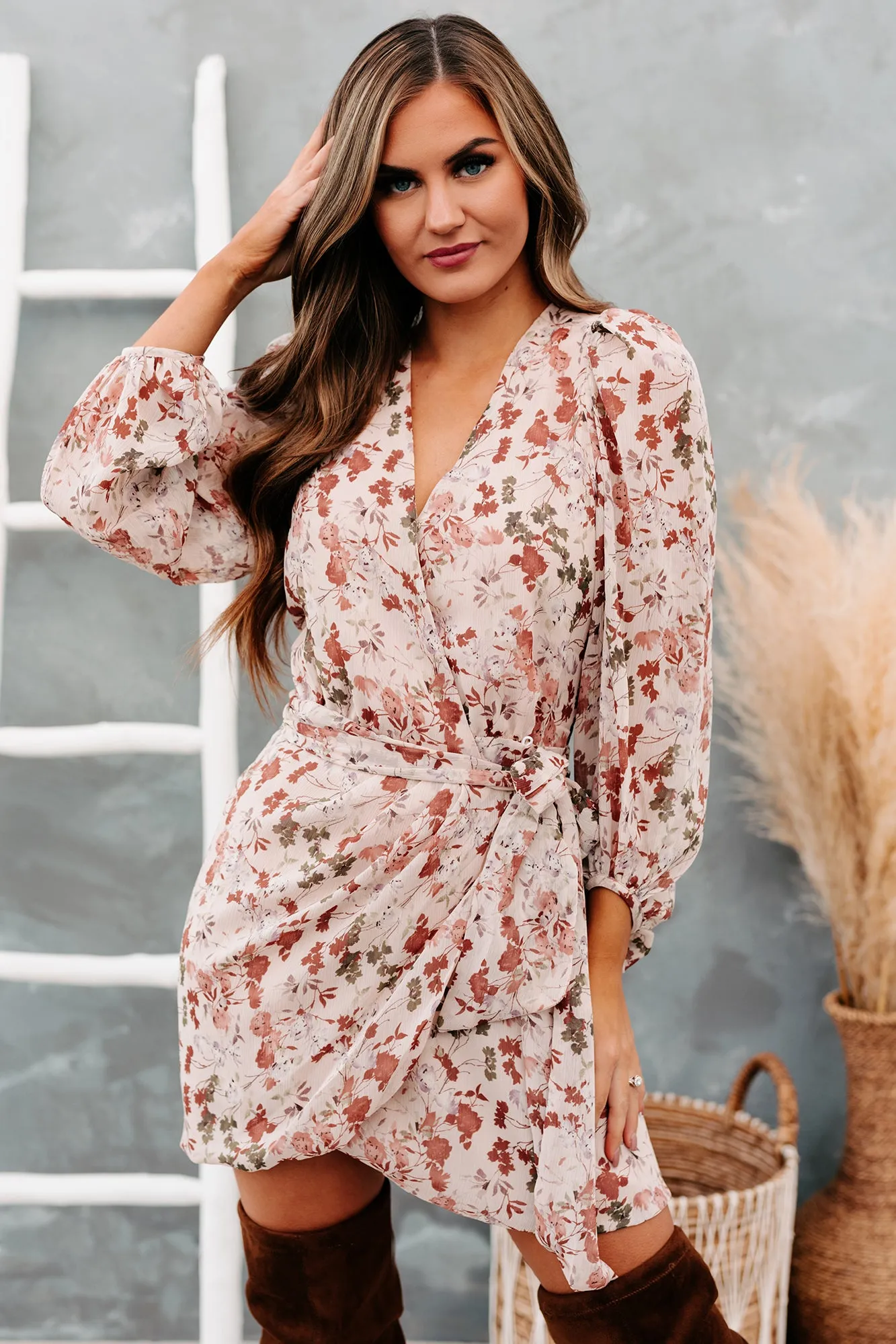 Forever In Bloom Floral Wrap Dress (Natural/Multi)