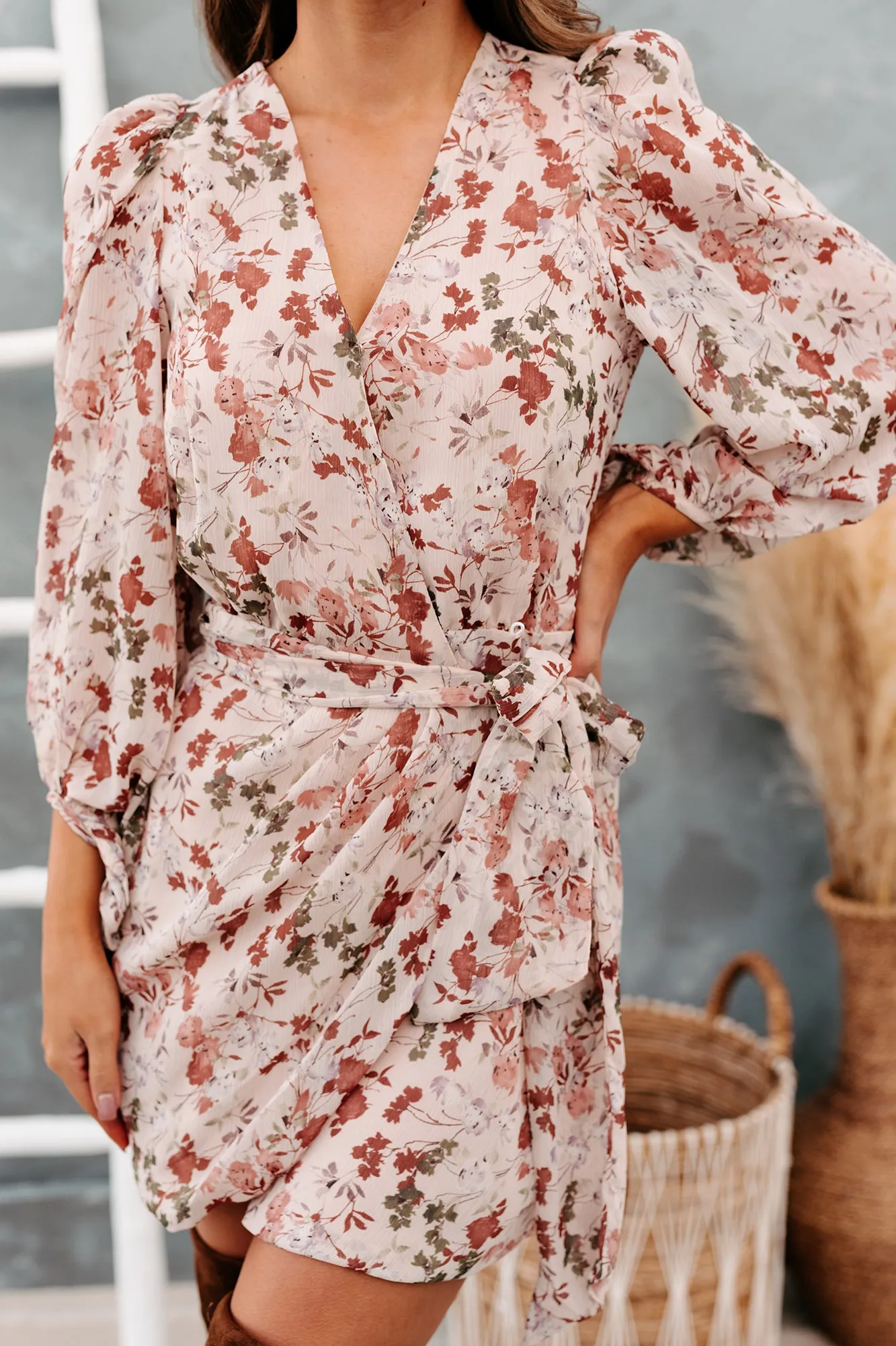 Forever In Bloom Floral Wrap Dress (Natural/Multi)