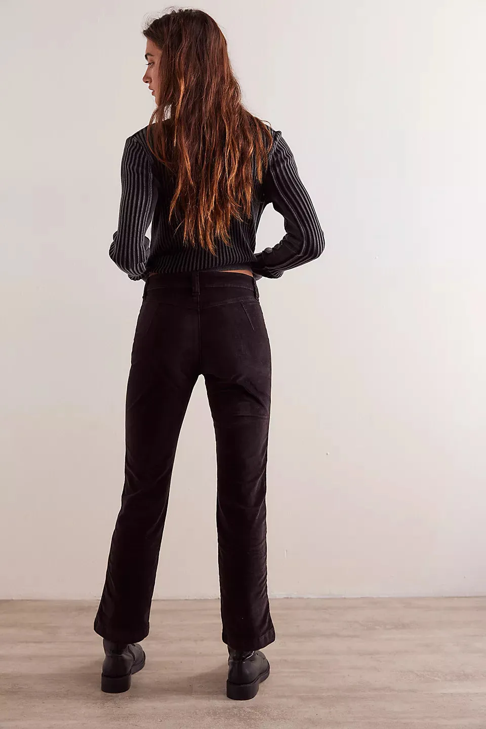 Free People High Time Velvet Kick Flare Pants - BLACK