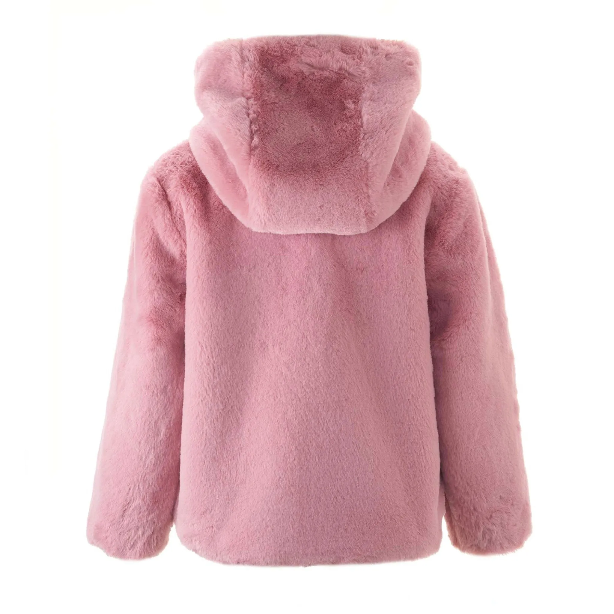 Girls Pink Faux Fur Coat